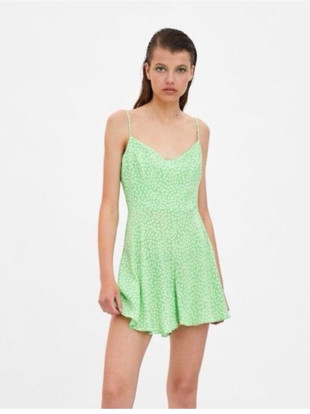 Zara Light Green Floral Summer Time Festival Dainty Romper Size Large